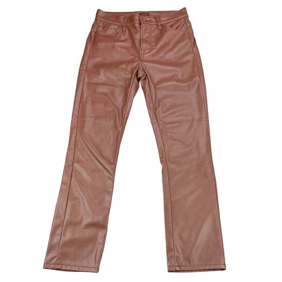 MOTHER The Mid Rise Dazzler Ankle Faux Leather Pant In Friar Brown Size 27 - Picture 4 of 11